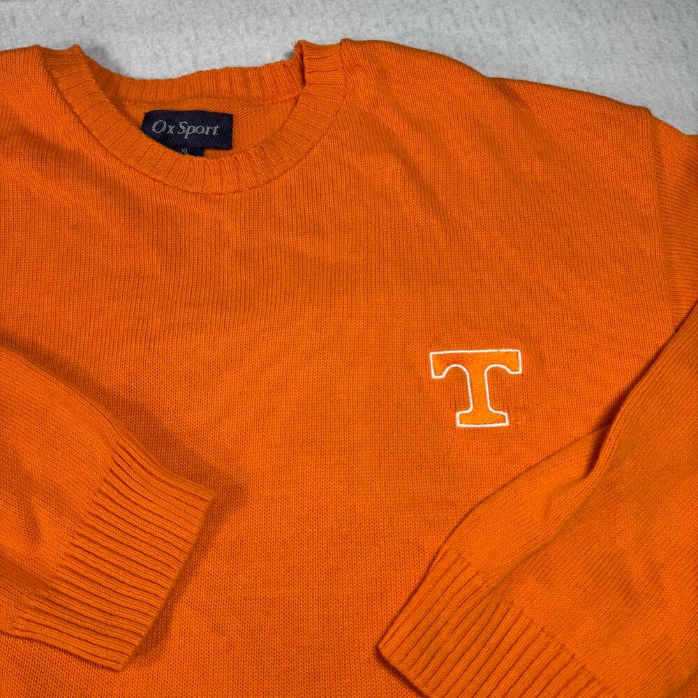 University of Tennessee UT Vols Crewneck Embroidered Logo Sweater Orange Mens XL